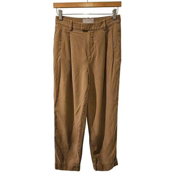 Everlane Pants - EVERLANE The‎ Put Together Pleat Pant Khaki Size 0 Lyocell Tencel Cuffed Cropped